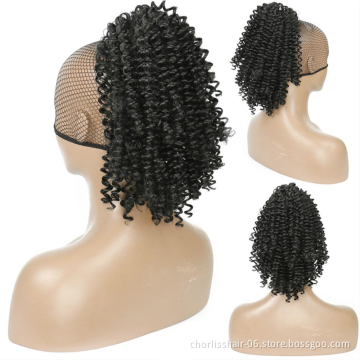 Wholesale Chorliss Natural Short Wavy Ponytail For African Women Kinky Curly Drawstring In Ponytail Synthetic Hair Extension